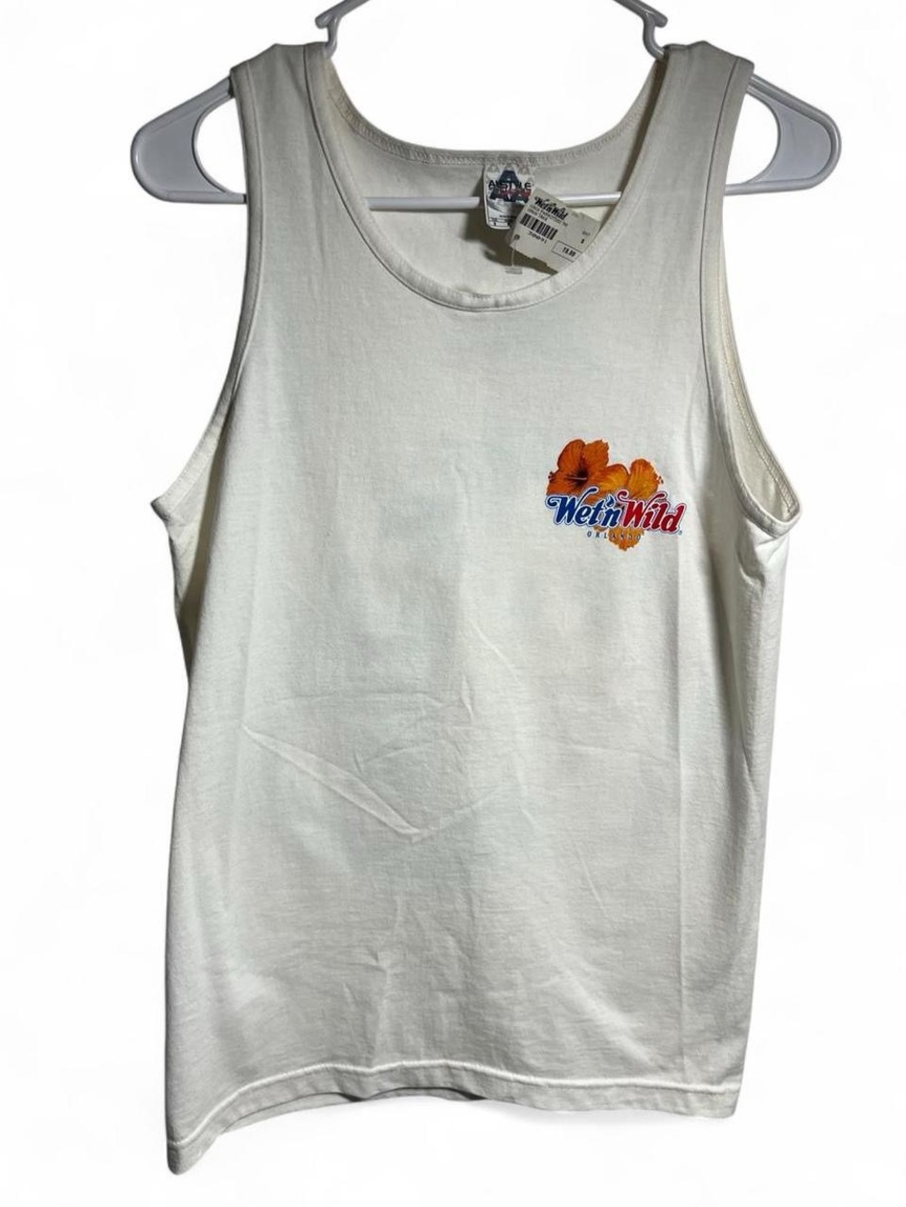 wet n wild White Sleeveless Tank Top with Small Multicolor Logo